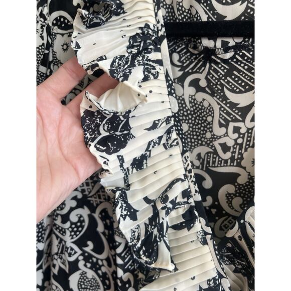 ASSORTI FOR SUSAN FREIS Vtg 80s Floral Georgette Smocked Waist Midi Dress L/XL - Picture 3 of 16